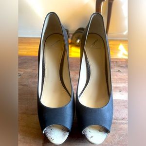 Brian Atwood Black Snakeskin Heels